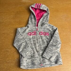 Adidas, girls, gray and pink white and black size 2T zippered hoodie.